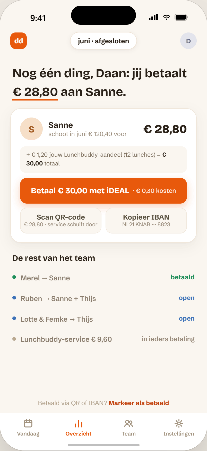 App-scherm: betalen